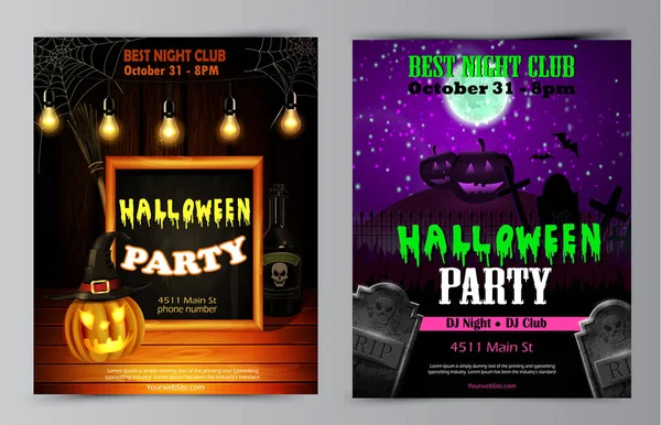 Halloween party reklamblad med pumpor — Stock vektor