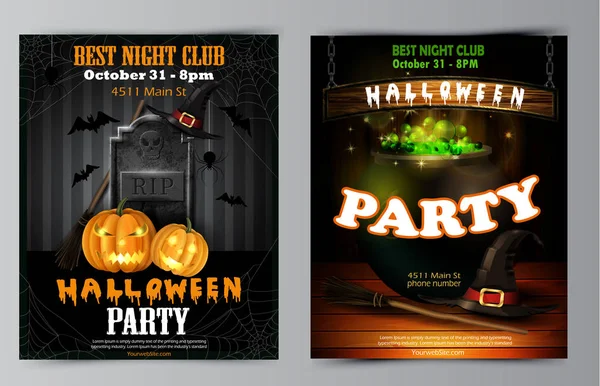 Halloween party reklamblad med pumpor — Stock vektor