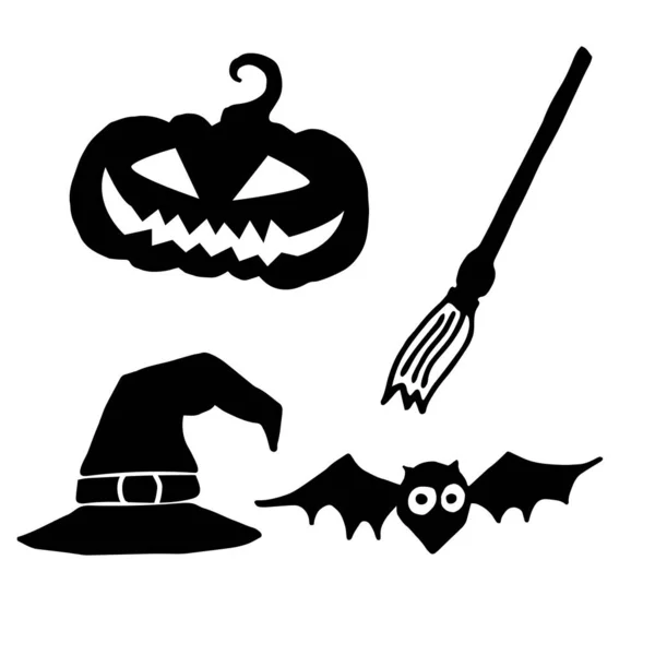 Kolekce ručně kreslených halloweenských prvků — Stockový vektor