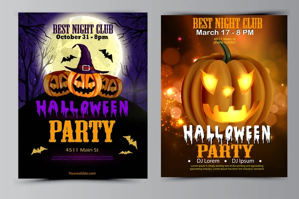 Halloween party flyer set vector — Stock Vector