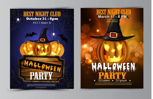 Halloween-Party Flyer Set Vektor — Stockvektor