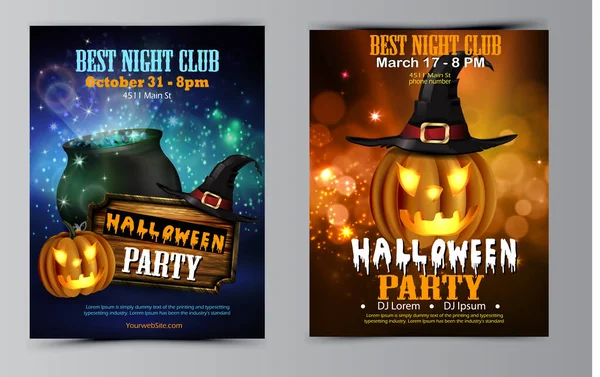 Halloween party flyer set vector — Stock Vector