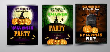 Cadılar Bayramı parti el ilanı seti vektör