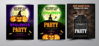 Cadılar Bayramı parti el ilanı seti vektör