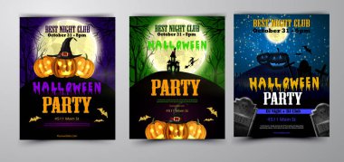 Cadılar Bayramı parti el ilanı seti vektör