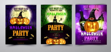 Cadılar Bayramı parti el ilanı seti vektör