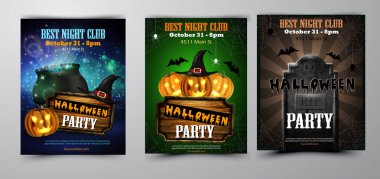 Cadılar Bayramı parti el ilanı seti vektör