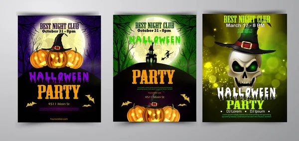 Halloween-Party Flyer Set Vektor — Stockvektor