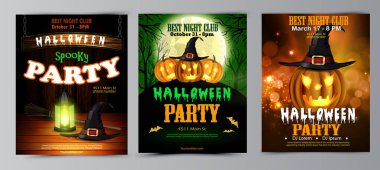 Cadılar Bayramı parti el ilanı seti vektör