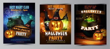 Cadılar Bayramı parti el ilanı seti vektör