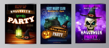 Cadılar Bayramı parti el ilanı seti vektör