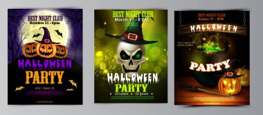 Cadılar Bayramı parti el ilanı seti vektör