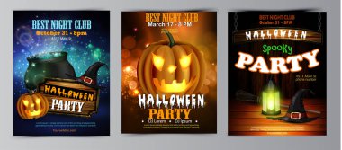 Cadılar Bayramı parti el ilanı seti vektör