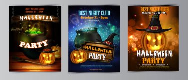 Cadılar Bayramı parti el ilanı seti vektör