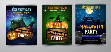 Cadılar Bayramı parti el ilanı seti vektör