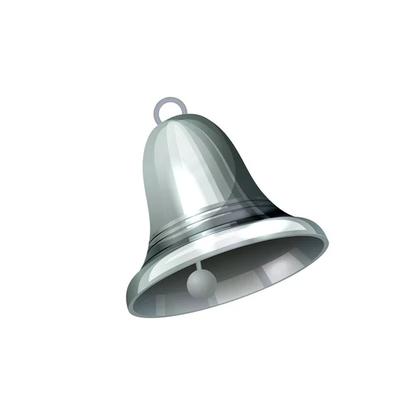 Realistic silver bell isolated on white — Stock Vector