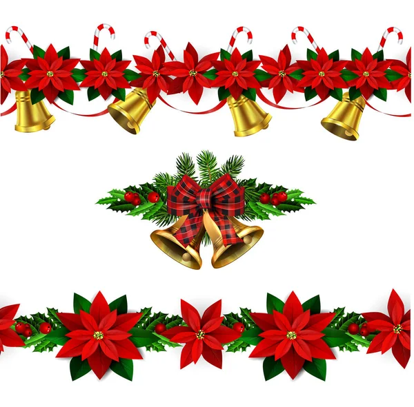 Vector campanas de Navidad con decoraciones de árboles de Navidad — Archivo Imágenes Vectoriales