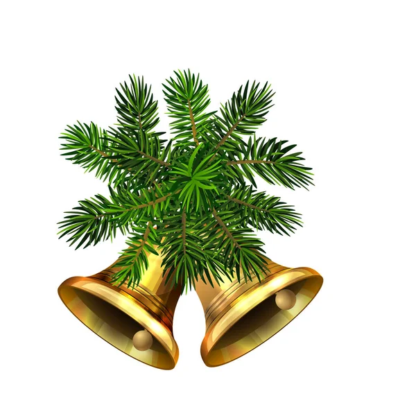 Vector kerst bells met kerstboom decoraties. — Stockvector