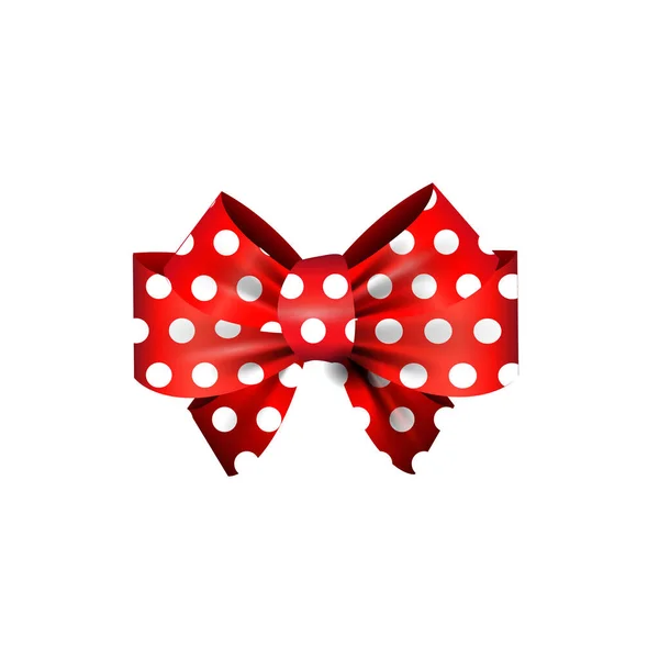 Red and white polka dot bow — Stock Vector