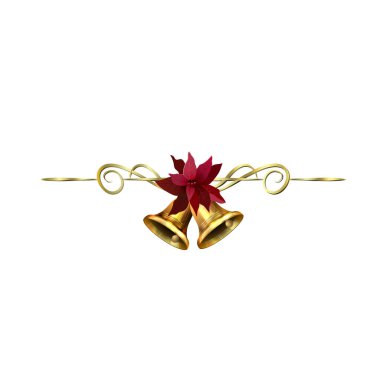 Altın kıvrımlı ve zilli Noel süslemeleri
