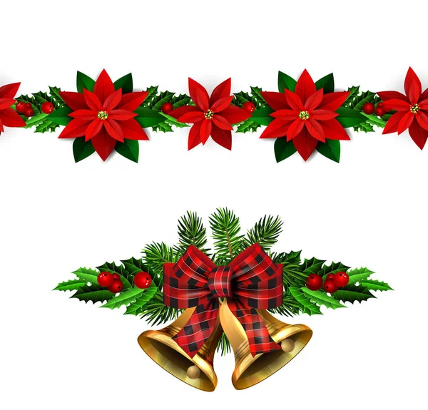 Christmas bells Noel ağacı süslemeleri ile vektör — Stok Vektör