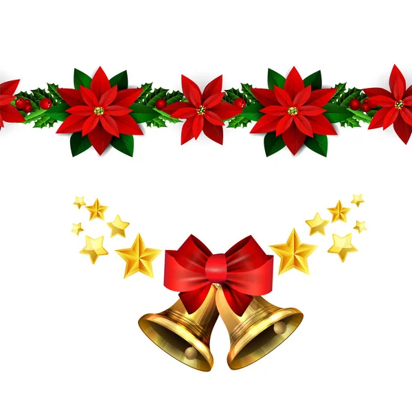 Vetor sinos de Natal com decorações de árvore de Natal —  Vetores de Stock