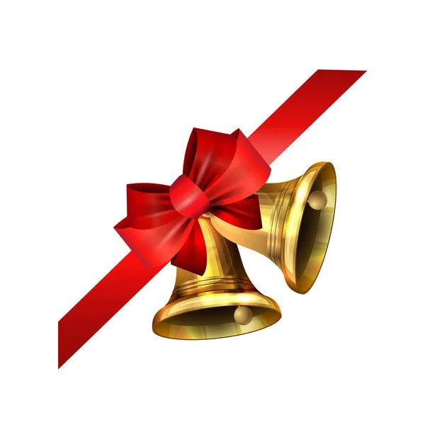 Ilustración vectorial de brillantes campanas doradas de Navidad — Archivo Imágenes Vectoriales