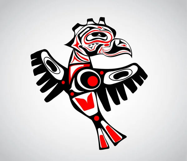 Totem pássaro arte indígena estilização — Vetor de Stock