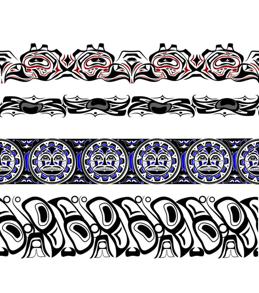 Abstrait fond indigène nord-américain ensemble — Image vectorielle