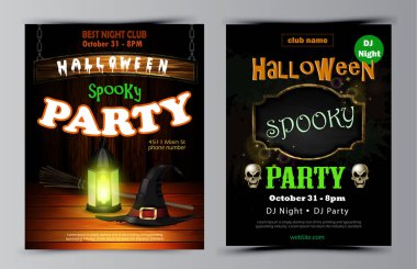 Cadılar Bayramı parti el ilanı seti vektör