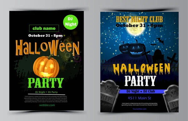 Halloween partido panfleto conjunto vetor —  Vetores de Stock