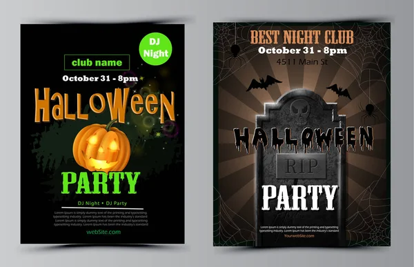 Halloween party flyer set vector — Stock Vector