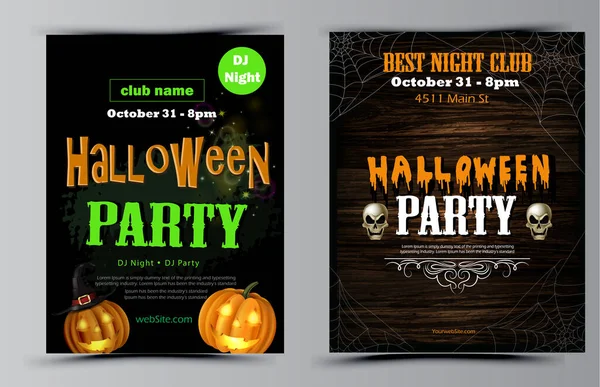 Halloween partido panfleto conjunto vetor —  Vetores de Stock