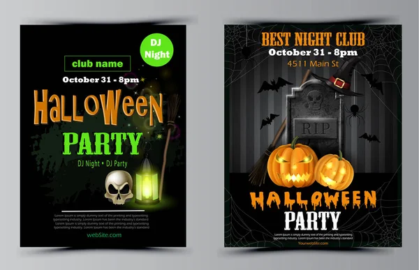 Halloween-fest Flyer set vektor — Stock vektor