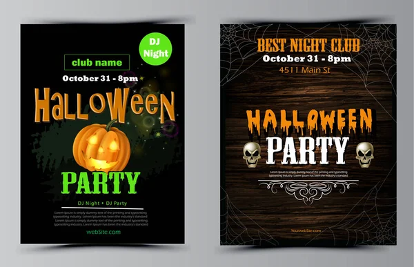 Halloween-Party Flyer Set Vektor — Stockvektor