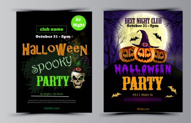 Cadılar Bayramı parti el ilanı seti vektör