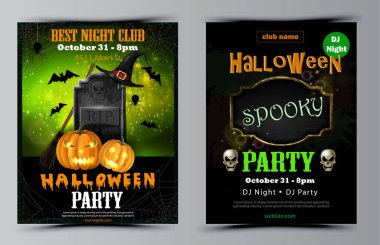 Cadılar Bayramı parti el ilanı seti vektör