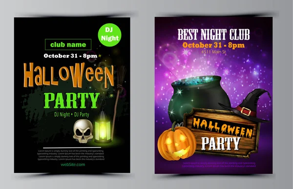 Halloween partido panfleto conjunto vetor — Vetor de Stock