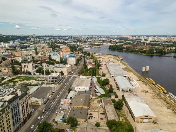 Aerial Drone View View Podil Kiev — Stock Photo, Image