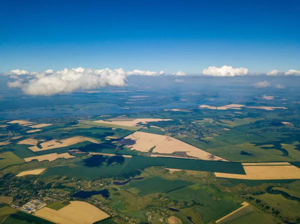 Voler Dans Les Nuages Dessus Des Champs Agricoles Ukraine Vol — Photo