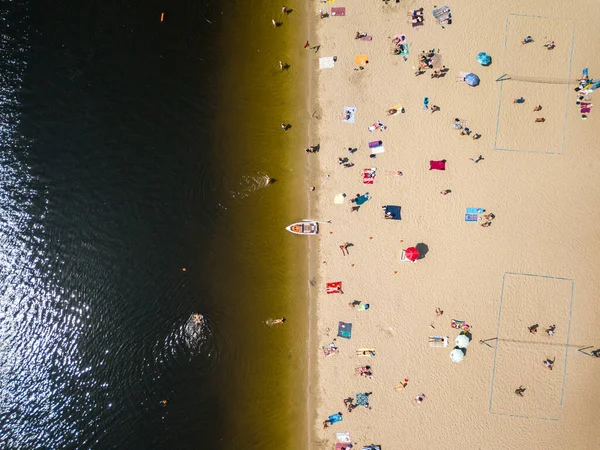 Widok Lotu Ptaka Miasto Piaszczysta Plaża Lecie Kijowie — Zdjęcie stockowe