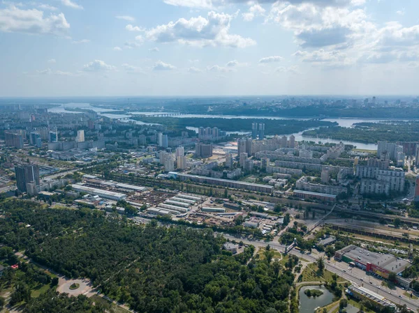 Vista Aérea Del Dron Paisaje Urbano Kiev — Foto de Stock