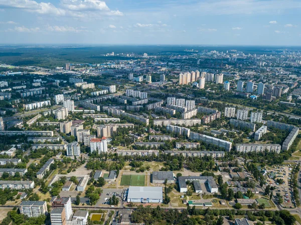 Vista Aérea Del Dron Paisaje Urbano Kiev — Foto de Stock