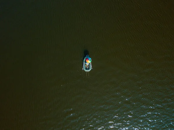 Vue Dessus Drone Aerila Bateau Pêche Sur Eau — Photo