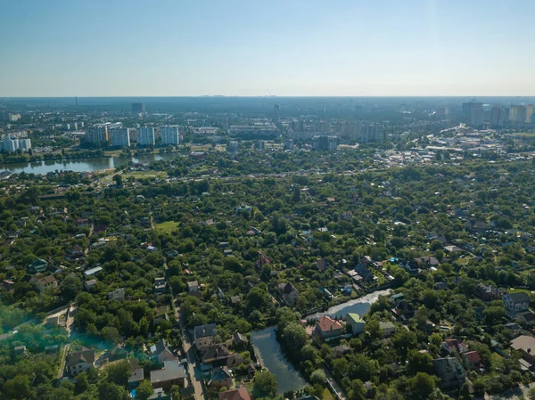 Aerial drone view. View of the private sector in Kiev.