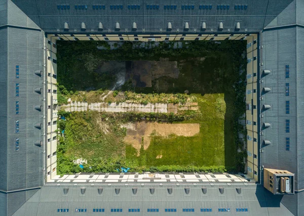 Draufsicht Aus Der Luft Der Hof Eines Rechteckigen Hauses Kiew — Stockfoto