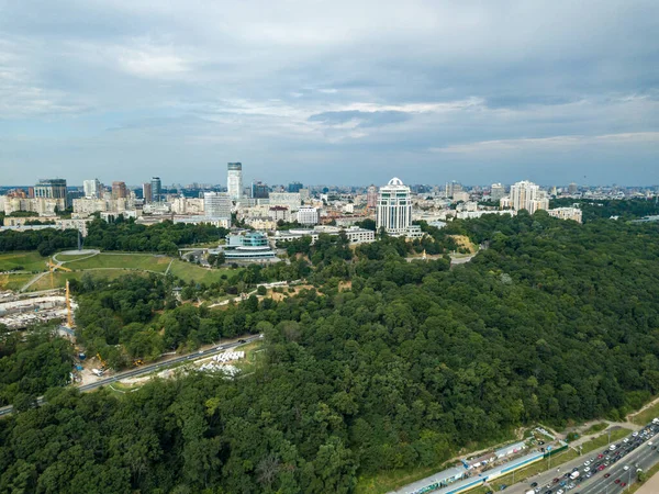 Vista Aérea Del Dron Vista Orilla Derecha Kiev Día Soleado — Foto de Stock