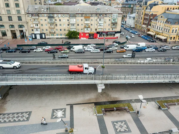Letecký Výhled Městská Doprava Kyjevě — Stock fotografie