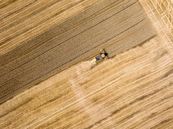 Повітряний Дрон Збирання Врожаю Пшениці Українському Полі — стокове фото