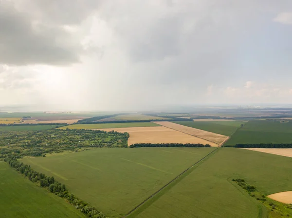 Aerila Drone View Summer Rain Agricultural Fields Ukraine — Stock Photo, Image